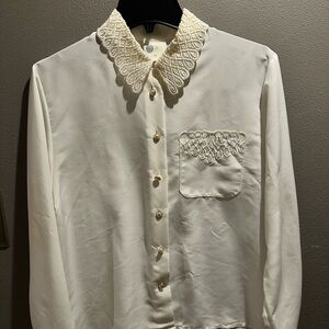 Intricate Vibtage Cream Lace Collar Blouse